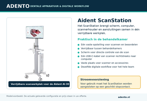 Aident ScanStation — verrijdbare scanwerkplek voor de AI-30, aangesloten op netstroom